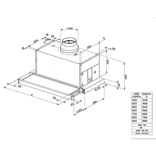 Faber 315.0635.147 MAXIMA NG TOUCH EV8 LED X A90 Cappa Aspirante Incasso  Sottopensile 90 cm - Alluminio Frontale Acciaio Inox - Controlli: touch - 2  Led - Classe B - 4 velocità 