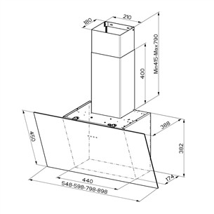 Faber TWEET EV8 LED BK A55, 710 m³/h, must - Õhupuhasti
