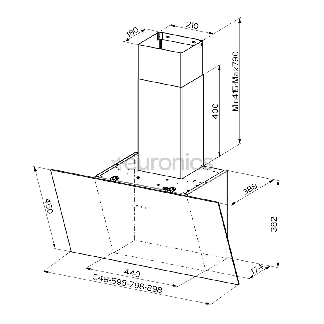Faber TWEET EV8 LED BK A55, 710 m³/h, must - Õhupuhasti