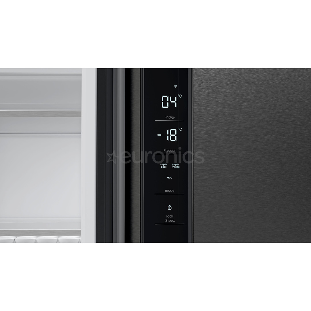 Bosch Seeria 4, No Frost, 605 L, 183 cm, must roostevaba teras - SBS-Külmik