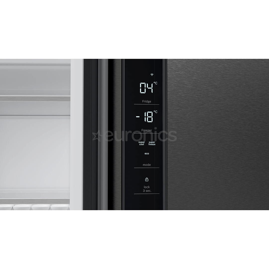 Bosch Series 4, No Frost, 605 л, высота 183 см, черная нерж. сталь - SBS-холодильник