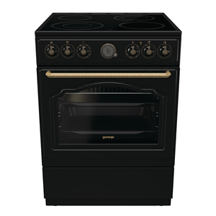 Gorenje, 11 функций, 71 л, ширина 60 см, черный - Керамическая плита GECS6B70CLB