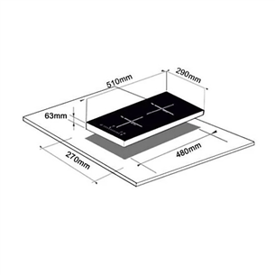 Schlosser, domino, raamita, laius 29 cm, valge - Integreeritav induktsioonpliidiplaat