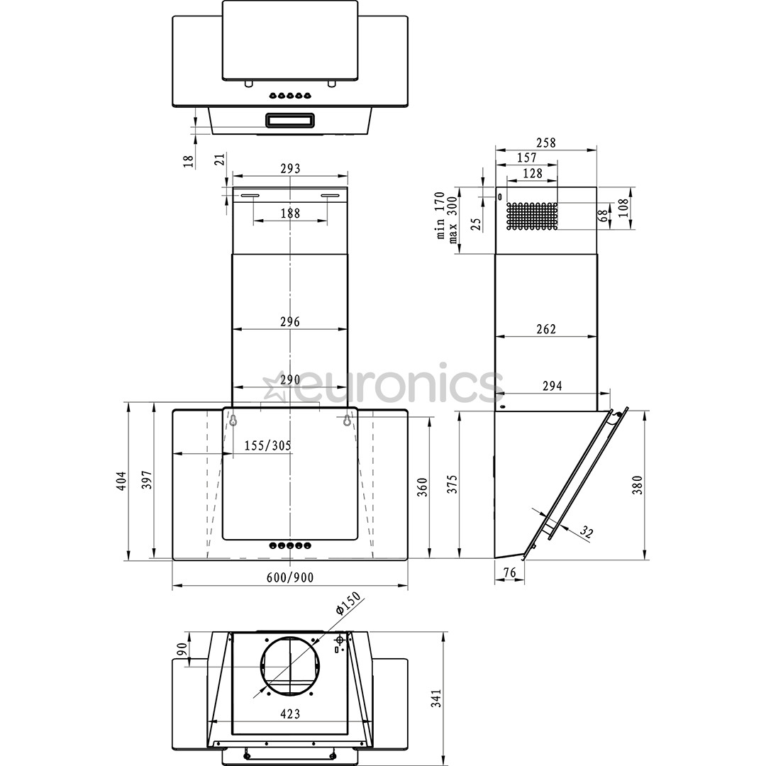 Hisense, 650 m³/h, 60 cm, must - Õhupuhasti