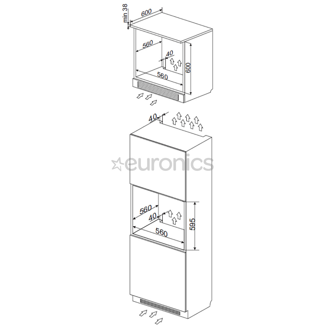 Hansa, 9 funktsiooni, 77 L, must - Integreeritav ahi