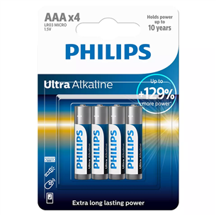 Philips Ultra Alkaline, AAA, 4 шт. - Батарейки LR03E4B/10