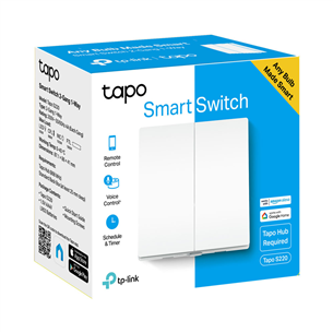 TP-Link Tapo S220, 2-kanaliga, 1-suunaline, valge - Nutikas valguslüliti