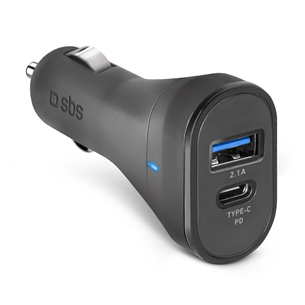 SBS, USB-A, USB-C, 10 W, must - Autolaadija