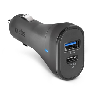 SBS, USB-A, USB-C, 10 W, must - Autolaadija TECRTC1USB2AUL