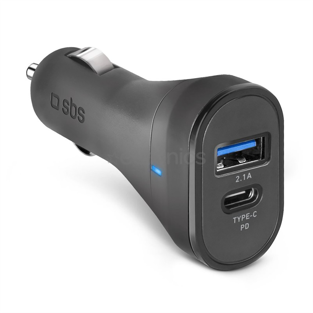 SBS, USB-A, USB-C, 10 W, must - Autolaadija