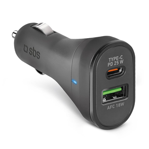 SBS, USB-A, USB-C, 25 W, black - Car charger TECRPD25W