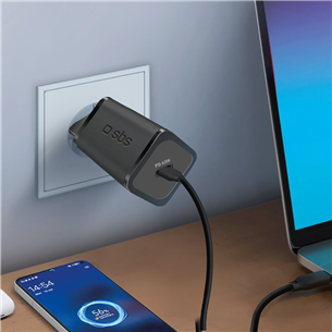 SBS Mini Wall Charger, USB-C, 65 W, must - Vooluadapter