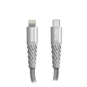 SBS Extreme Charging Cable, USB-C - Lightning, 1,5 м, серый - Кабель