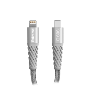 SBS Extreme Charging Cable, USB-C - Lightning, 1,5 m, hall - Kaabel