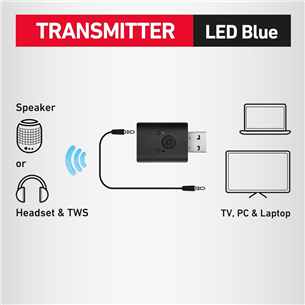 SBS Wireless adpater, USB-A, 3,5 мм, Bluetooth, черный - Беспроводной адаптер