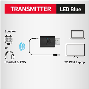 SBS Wireless adpater, USB-A, 3,5 mm, Bluetooth, must - Juhtmevaba adapter