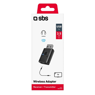 SBS Wireless adpater, USB-A, 3,5 mm, Bluetooth, must - Juhtmevaba adapter