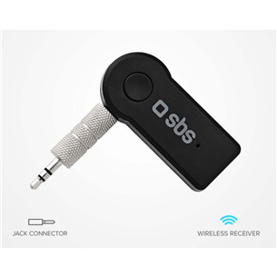 SBS Wireless receiver, 3,5 mm, Bluetooth, must - Juhtmevaba vastuvõtja