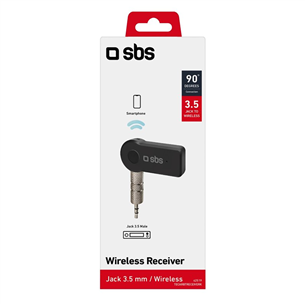 SBS Wireless receiver, 3,5 mm, Bluetooth, must - Juhtmevaba vastuvõtja