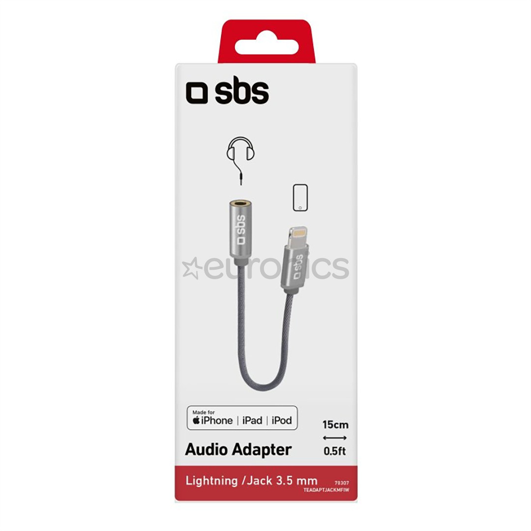 SBS, Lightning - 3,5 mm pesa, hõbedane - Adapter