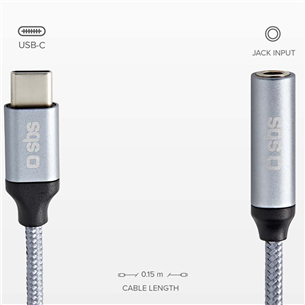 SBS, USB-C - 3,5 mm pesa, tumehall - Adapter