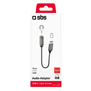 SBS, USB-C - гнездо 3,5 мм, темно-серый - Адаптер