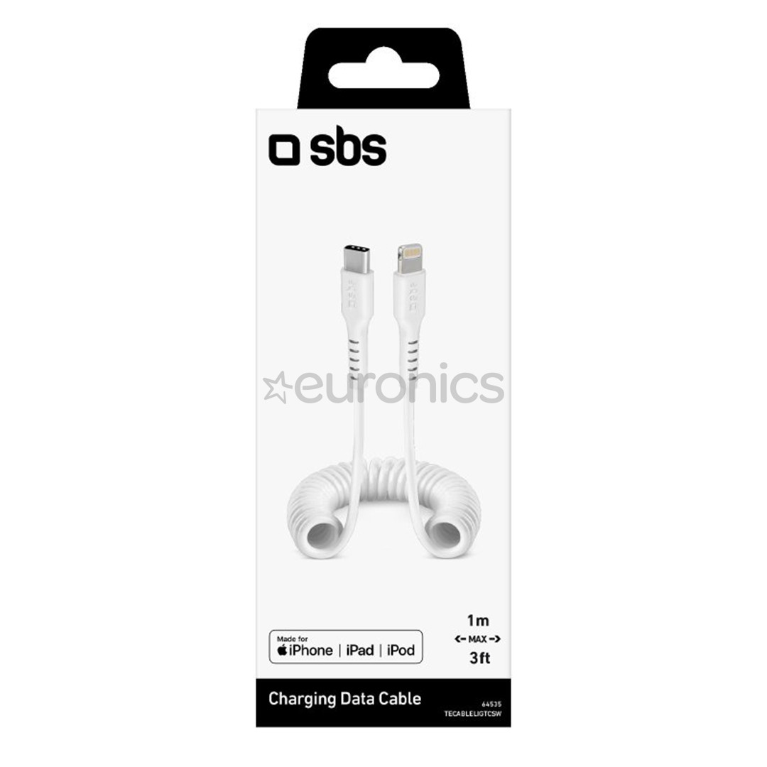 SBS Charging Data Cable, USB-C - Lightning, white - Cable