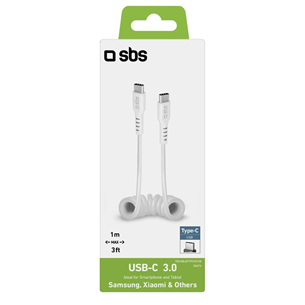 SBS Charging Data Cable, USB-C - USB-C, valge - Kaabel