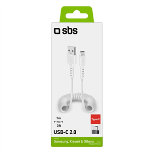 SBS Charging Data Cable, USB-A - USB-C, white - Cable