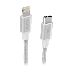 SBS Silver Metal Braided, USB-C - Lightning, hõbe - Kaabel TECABLELIGTC1BW