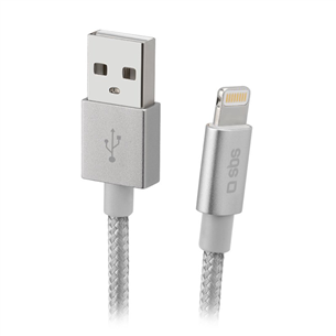 SBS Silver Metal Braided, USB-A - Lightning, серебристый - Кабель TECABLEUSBIP589BS