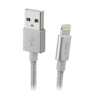 SBS Silver Metal Braided, USB-A - Lightning, silver - Cable