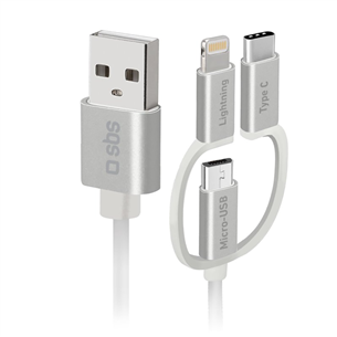 SBS, USB-A - USB-C, Micro USB, Lightning, 1,2 m, hall - Kaabel TECABLEUSBIP53189W