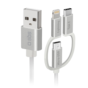 SBS, USB-A - USB-C, Micro USB, Lightning, 1,2 m, hall - Kaabel