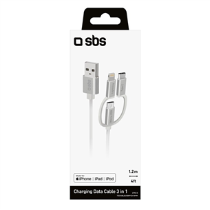 SBS, USB-A - USB-C, Micro USB, Lightning, 1.2 m, gray - Cable