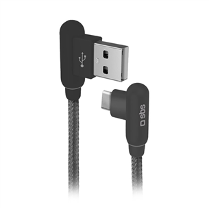 SBS, USB-A - USB-C, 90°, 1 m, black - Cable TECABLE90TCK
