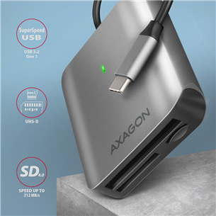 AXAGON CRE-S3C SuperSpeed USB-C UHS-II Reader, dark gray - Memory card reader