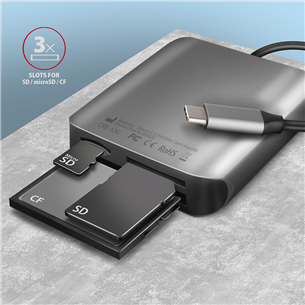 AXAGON CRE-S3C SuperSpeed USB-C UHS-II Reader, tumehall - Mälukaardilugeja
