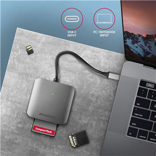 AXAGON CRE-S3C SuperSpeed USB-C UHS-II Reader, tumehall - Mälukaardilugeja