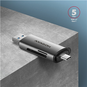 AXAGON CRE-SAC SuperSpeed USB-C / USB-A Card Reader, dark gray - Memory card reader