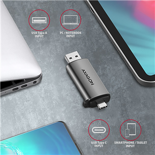 AXAGON CRE-SAC SuperSpeed USB-C / USB-A Card Reader, dark gray - Memory card reader