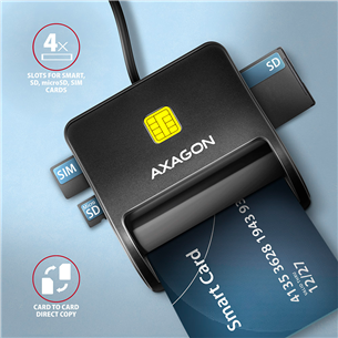 AXAGON CRE-SM3SD, USB-A, mälukaardilugeja, must - ID-kaardilugeja