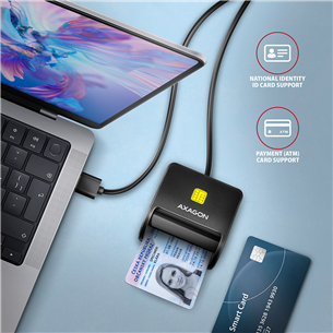 AXAGON CRE-SM3SD, USB-A, memory card reader, black - Smart card reader
