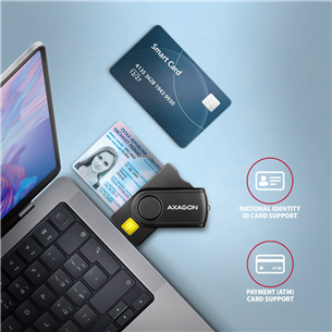 AXAGON CRE-SMP2A, USB-A, USB-C, считыватель карт памяти, черный - Считыватель ID-карты