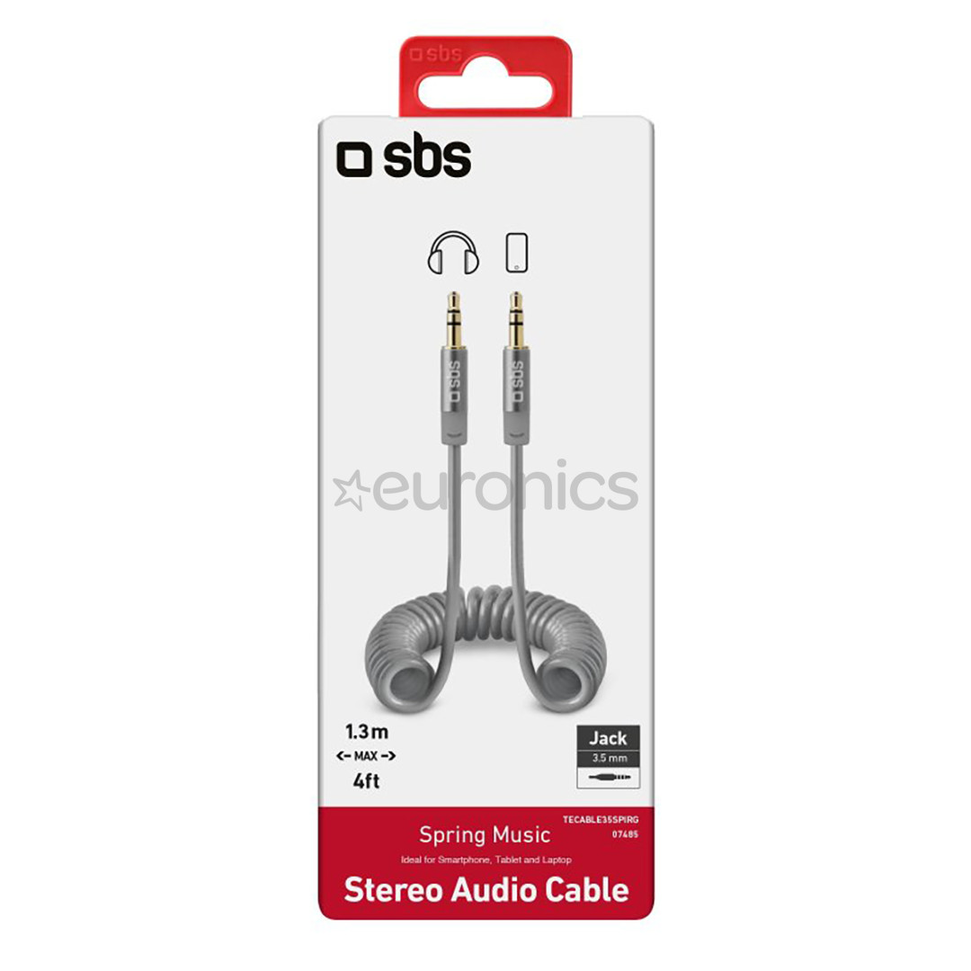 SBS, 3.5mm - 3.5mm, coiled, light gray - Cable