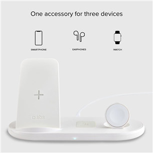 SBS Qi Wireless 3-in-1, white - Wireless charger