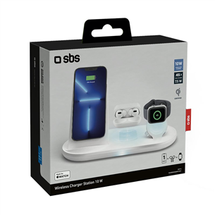 SBS Qi Wireless 3-in-1, valge - Laadimisdokk