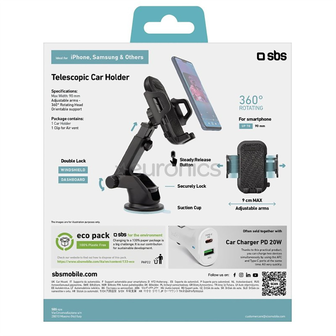 SBS, imapp kinnitus, must - Telefonihoidja autosse