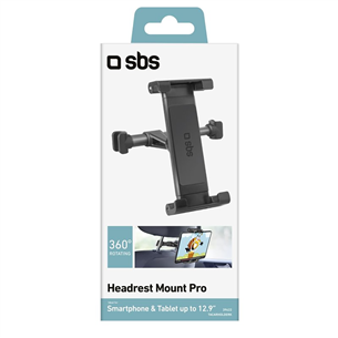 SBS Headrest Mount, kuni 12.9'', must - Tahvelarvuti hoidja autosse