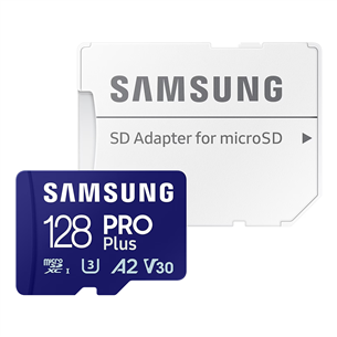 Samsung PRO Plus, 2023, microSDXC, 128 GB, blue - Memory card and adapter MB-MD128SA/EU